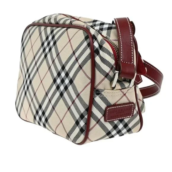 BURBERRY Logo Nova Check Shoulder Bag Canvas Leather Red Brown Japan 218-082525 - Picture 4 of 15